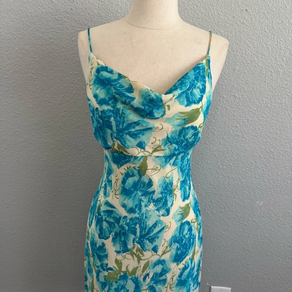 Vintage Ann Taylor Silk Chiffon Silk Slip Dress Size‎ 2 Cowl Neck